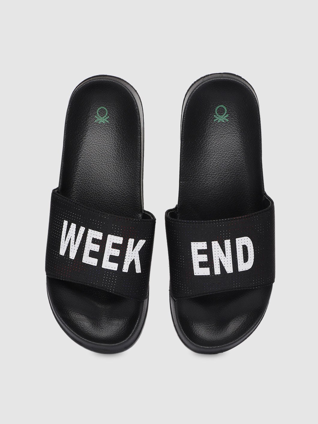 Men Black Printed Sliders