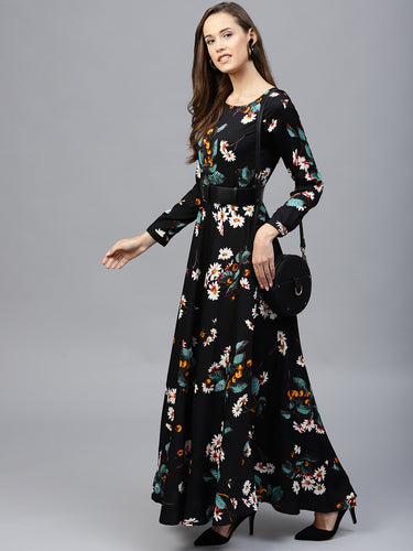 Women Black Printed Maxi Dress
